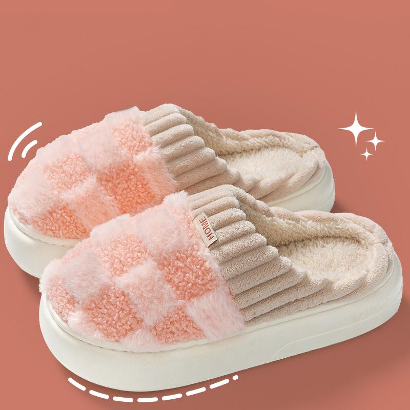 Модные меховые тапочки Comwarm для женщин и мужчин, зимние новые меховые хлопковые туфли, модные теплые плюшевые тапочки для дома, мягкие тапочки на подошве
