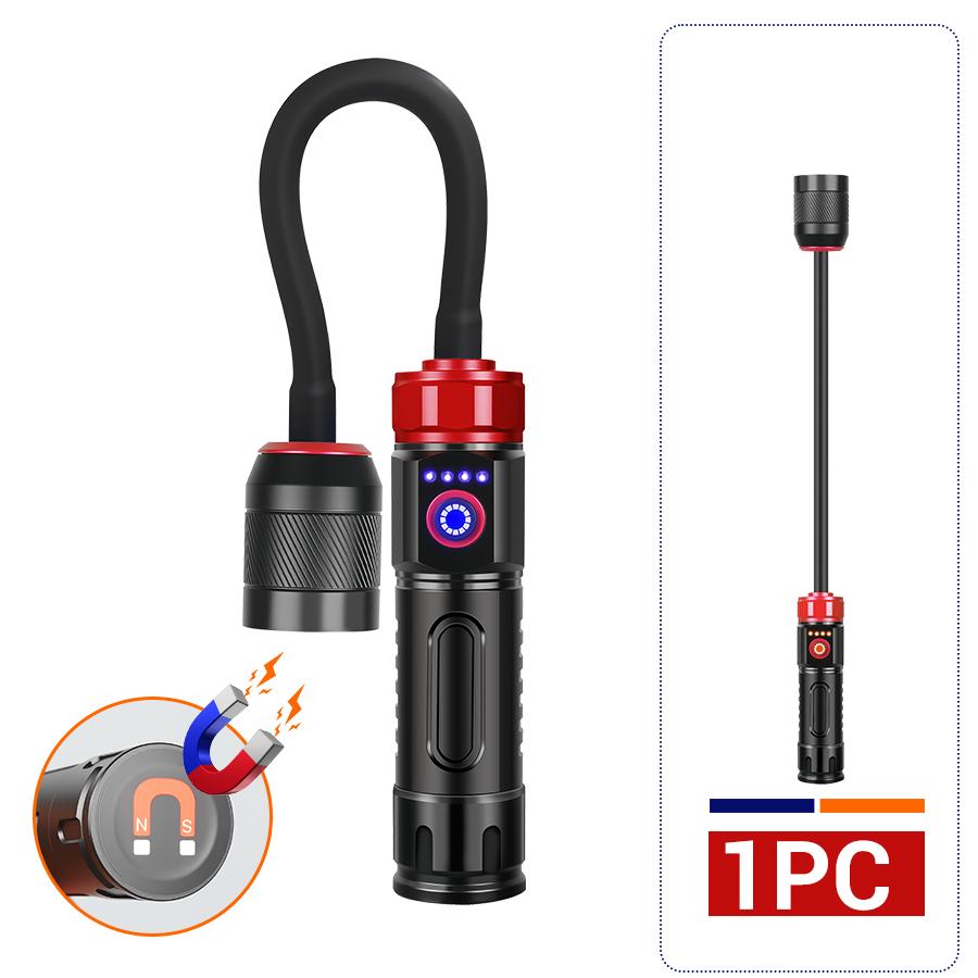 Сверхяркий светодиодный фонарик USB-перезаряжаемый телескопический зум-прожектор хвостовой магнитный водонепроницаемый рабочий свет внешний аккумулятор