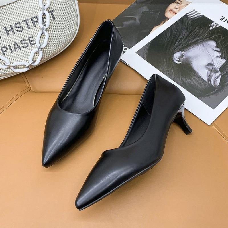 2024 Новые туфли из лакированной кожи на высоком каблуке, неглубокий носок, заостренный носок, тонкий каблук, боковые вставки, высококачественные сексуальные модные туфли-одиночки
