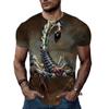Мужская повседневная футболка с коротким рукавом с принтом животных в стиле ретро на 3D-принте Мужская футболка
