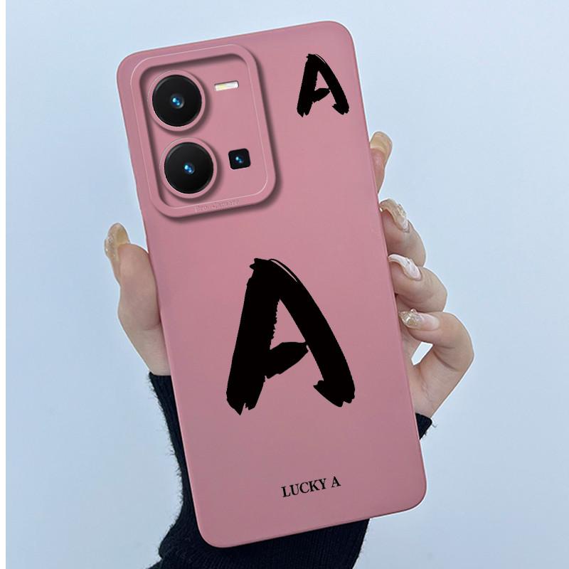 Чехол для Vivo Y35 Милые начальные буквы Мягкая задняя крышка из жидкого силикона для Vivo Y 35 4G Funda Защита от падений Защитный чехол
