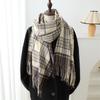 Plaid Imitation Cashmere Scarf Korean Version Simple And Versatile Warm Scarf Women'S Thickened Fringed Shawl