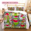 1PC Grinch pattern Bedding Quilt Set Quilt Cover Pillowcase Home Decoration Birthday Gift (1 * duvet cover + 2 * pillowcase, without core)