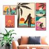 Abstract Beach Man Girl Surf Flamingo Wall Art Canvas Painting Nordic Posters And Prints Wall Pictures For Living Room Decor No Frame