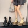 Модные женские дизайнерские ботинки Botas Mujer Chelsea, ботильоны из натуральной кожи, толстая подошва, толстый каблук, короткие зимние ботинки, размер плюс 40