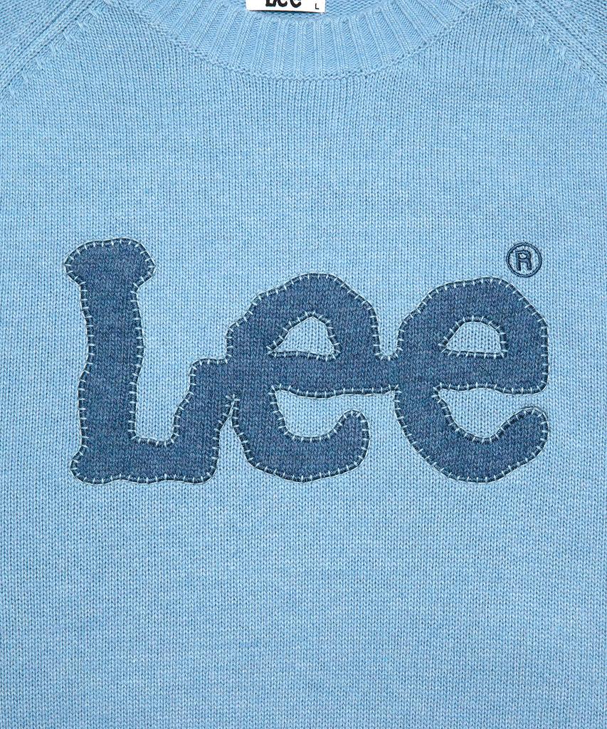 LEE Вязаный джемпер с большой аппликацией логотипа Светло-голубой