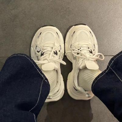 Женские кроссовки «папины кроссовки» 2025 новая весна женская обувь универсальная платформа белые кроссовки увеличивающие рост повседневная спортивная обувь женская