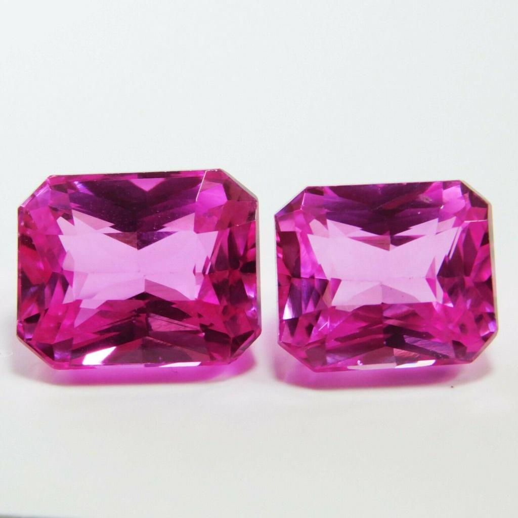 Emerald 14.40 ct Pair Natural Pink Sapphire Loose Gemstone for Jewelry Making and Gem Collections