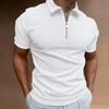 2023 European & American Spring/Summer Men's Striped Zipper Polo T-Shirt