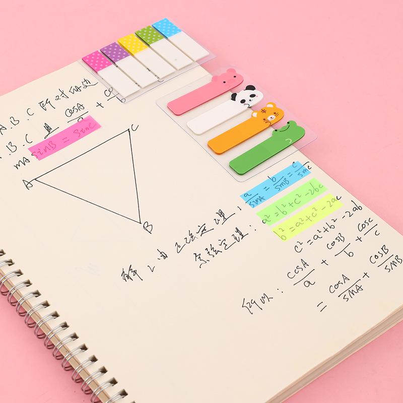 Красочные флуоресцентные индексные наклейки: Милые, съемные, прозрачные этикетки для студентов