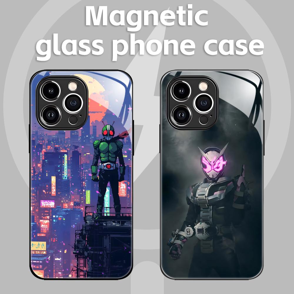 Чехол для телефона Kamen Rider для iPhone17 16 15 14 13 12 11 X XR XS 8 Plus Mini Pro Max Стеклянный Магнитный Чехол