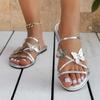 Fashion Large Size Crystal Bow Women Slippers Fashion Open Toe Low-heeled Slippers Women Summer Casual Cozy Slides Female Flip Flops
