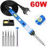 60 Вт комплект электрического паяльника с регулируемой температурой 220 В 110 В сварочный инструмент паяльные насадки переделка