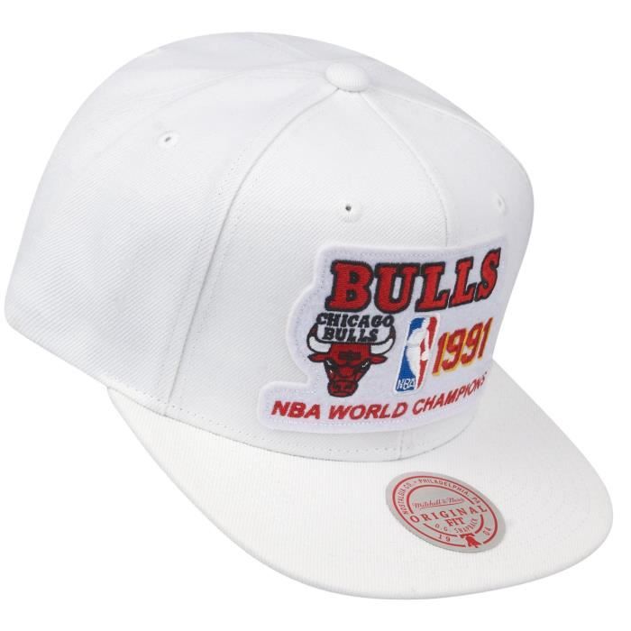 Casquette Snapback - Mitchell & Ness - Chicago Bulls 1991 Champions - Blanc - Noir - Sportswear