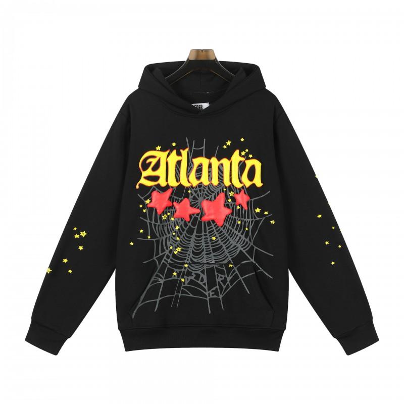 Mens Oversized Hoodie With Foil-Printed 55555 Letter Graphic Streetwear Cotton Fleece Sweatshirt Winter