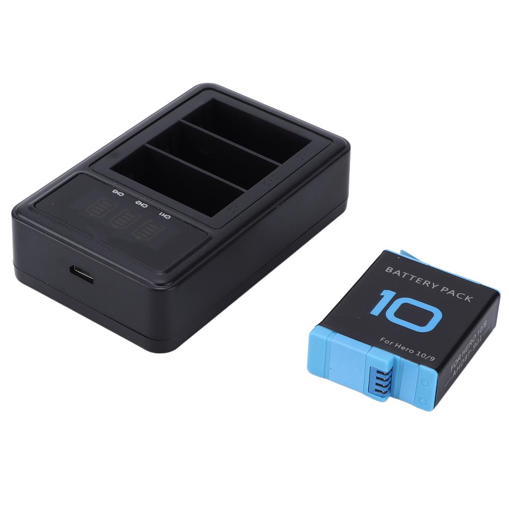Battery Charger 3 Channel Portable Action Camera Batteries Charging Station for Go Hero 9 10