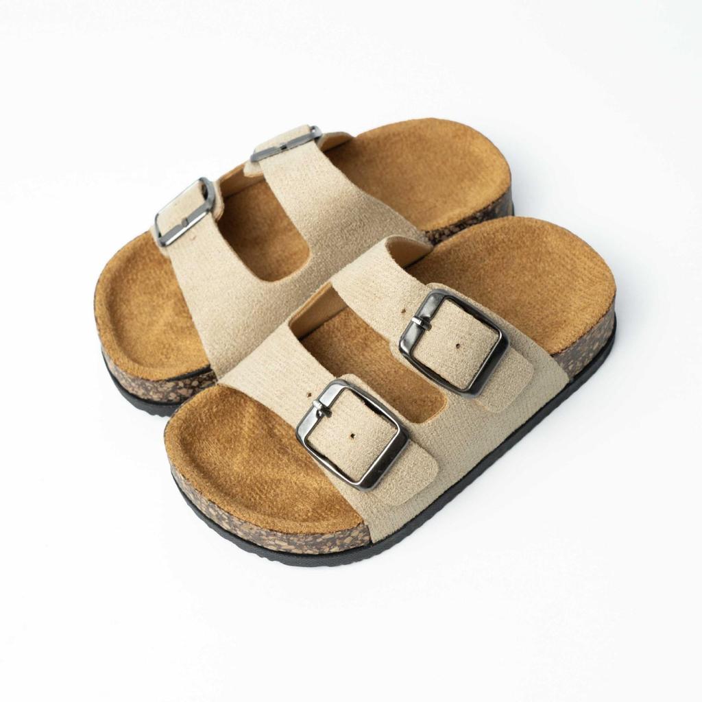 Children's Birkenstock Cork Fabric Retro Double Buckle Sandals - Thick Sole, Non-Slip, Summer Outdoor Shoes for Boys.