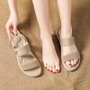 Summer Shoes Women Bohemian Sandals Holiday Shoes Non-slip Ladies Flat Sandals Soft Big Size 42 Blue Beige