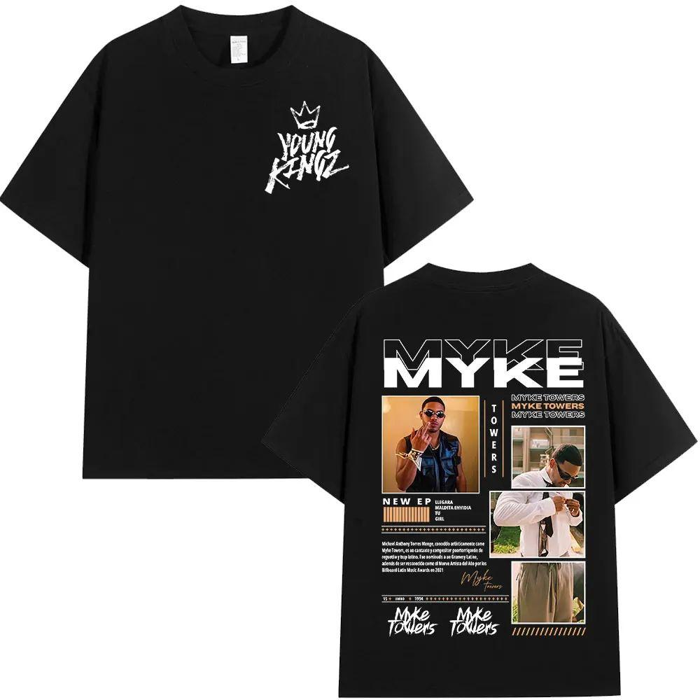 Rapper Myke Towers Graphic T-shirts Men Women Fashion Hip Hop Oversized T Shirt Comfort Cotton Short Sleeve T-shirt Streetwear