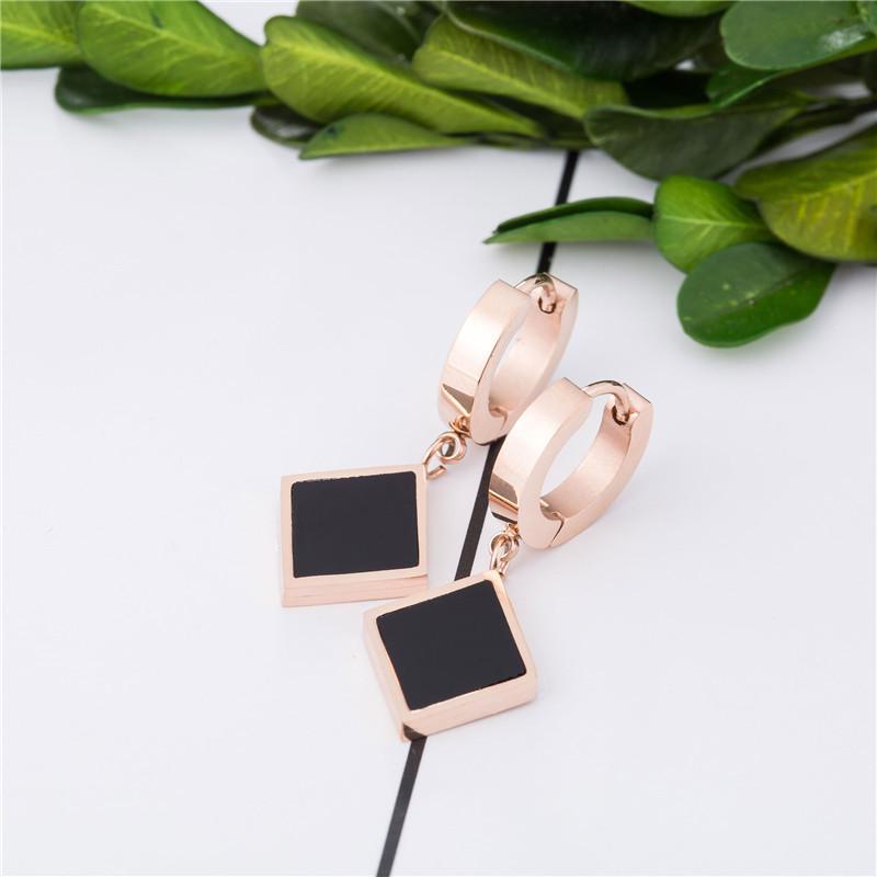 Rose Gold Geometric Titanium Steel Earrings for Women - Stylish, Simple Designs