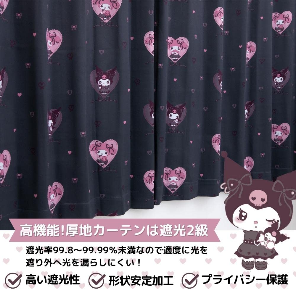 Sanrio Kuromi My Melody Midnight Merokuro 2nd Grade Blackout Heat Shielding Curtain Lace Set of 4 Width 100 X 178cm Length My Melody Fully Washable