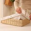 Set of 2 Storage Baskets, Tabletop Storage, Wicker Baskets with Inner Lining, Washable, Pastoral Beige