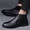 Мода Новое поступление Мужские высокие ботинки Ручной работы Мужские Зимние Осенние Ботинки Челси Теплые Плюшевые Меховые Ботильоны Натуральная Кожа Мужские Боты