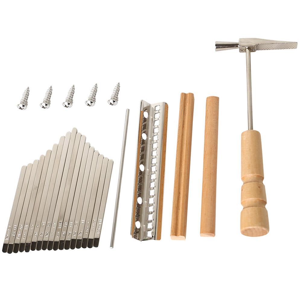 Thumb Piano DIY Parts with Keys Kit Musical Enjoyable Instrument Bridge Tuning Hammer Supplies for 17 Keys