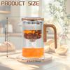 520ML/720ML Glass Teapot Innovative Water Separation Teapots Practical Glass Tea Kettle with Removable Strainer and Wood Handle