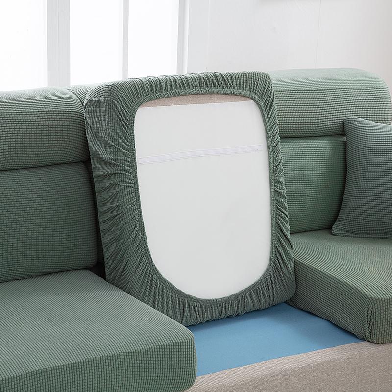 1Pc Solid Color Jacquard Sofa Seat Cushion Cover Polar Fleece Elastic Sofa Cover For Living Room Chair Cover Furniture Protector