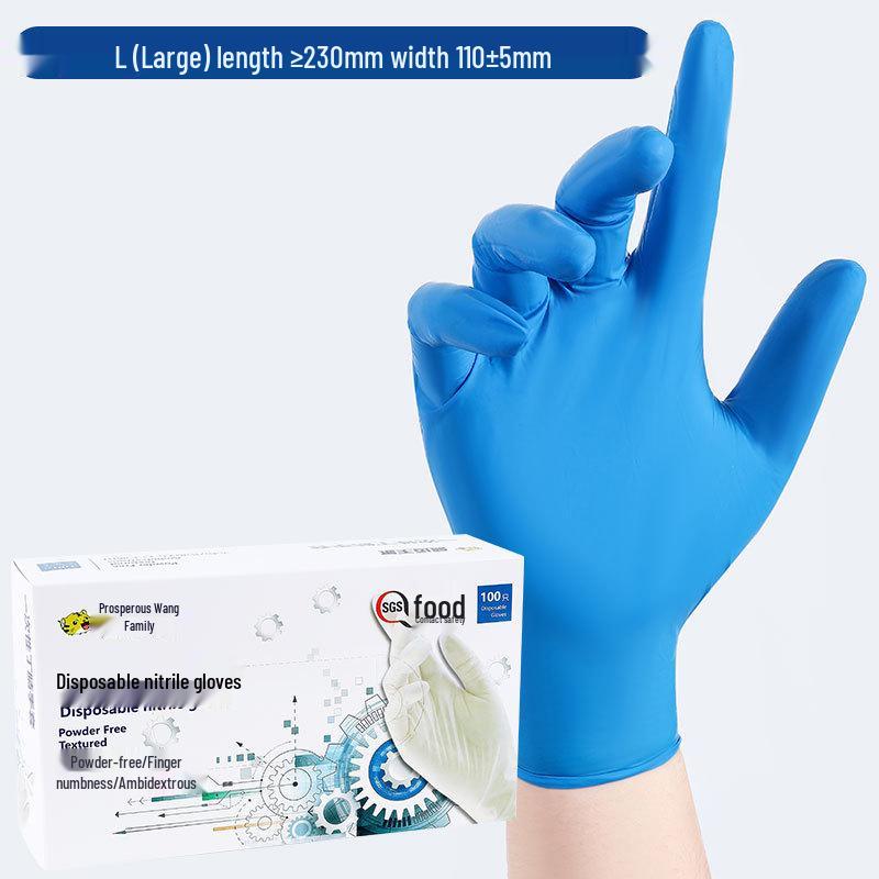 Waterproof Oil-Resistant Blue Nitrile Gloves for Laboratory and Food Grade Use