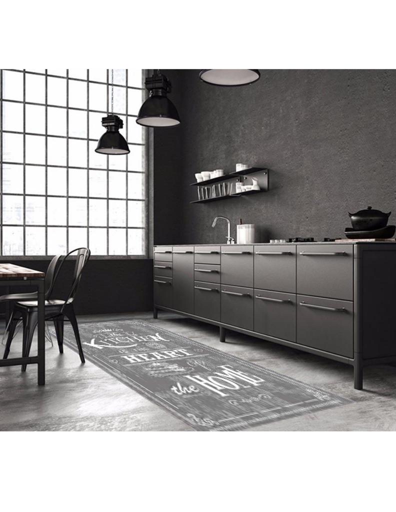 Tapis de cuisine 90x130 cm Polyester Kitchen Gris