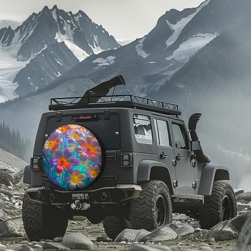 1-Pack Essential RV Tire Cover, Made Of 100% Polyester With A Floral Design, Perfect For Electric-free Fishing And An Ideal Choi
