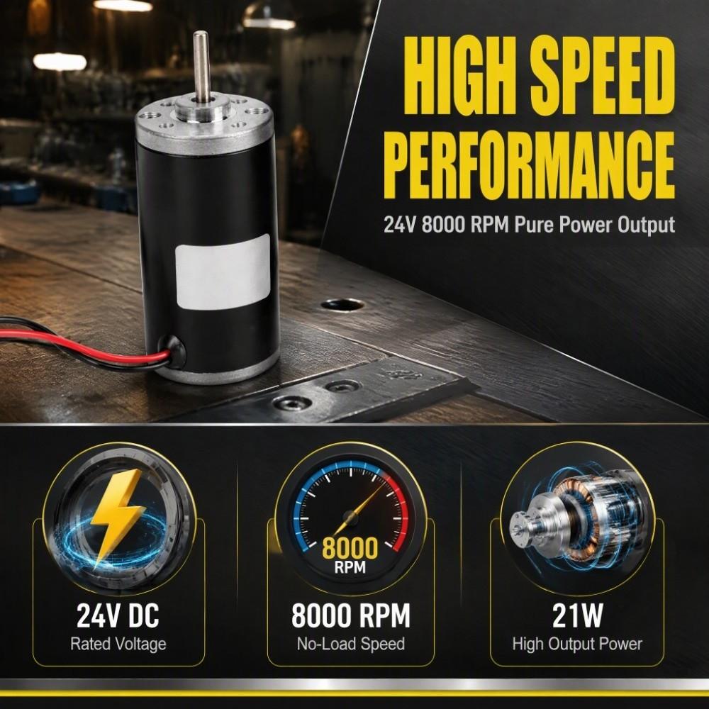12V Carbon Brush Motor 24V Brushed Electric Motor Reversible Reversible Gear Motor DIY Generator