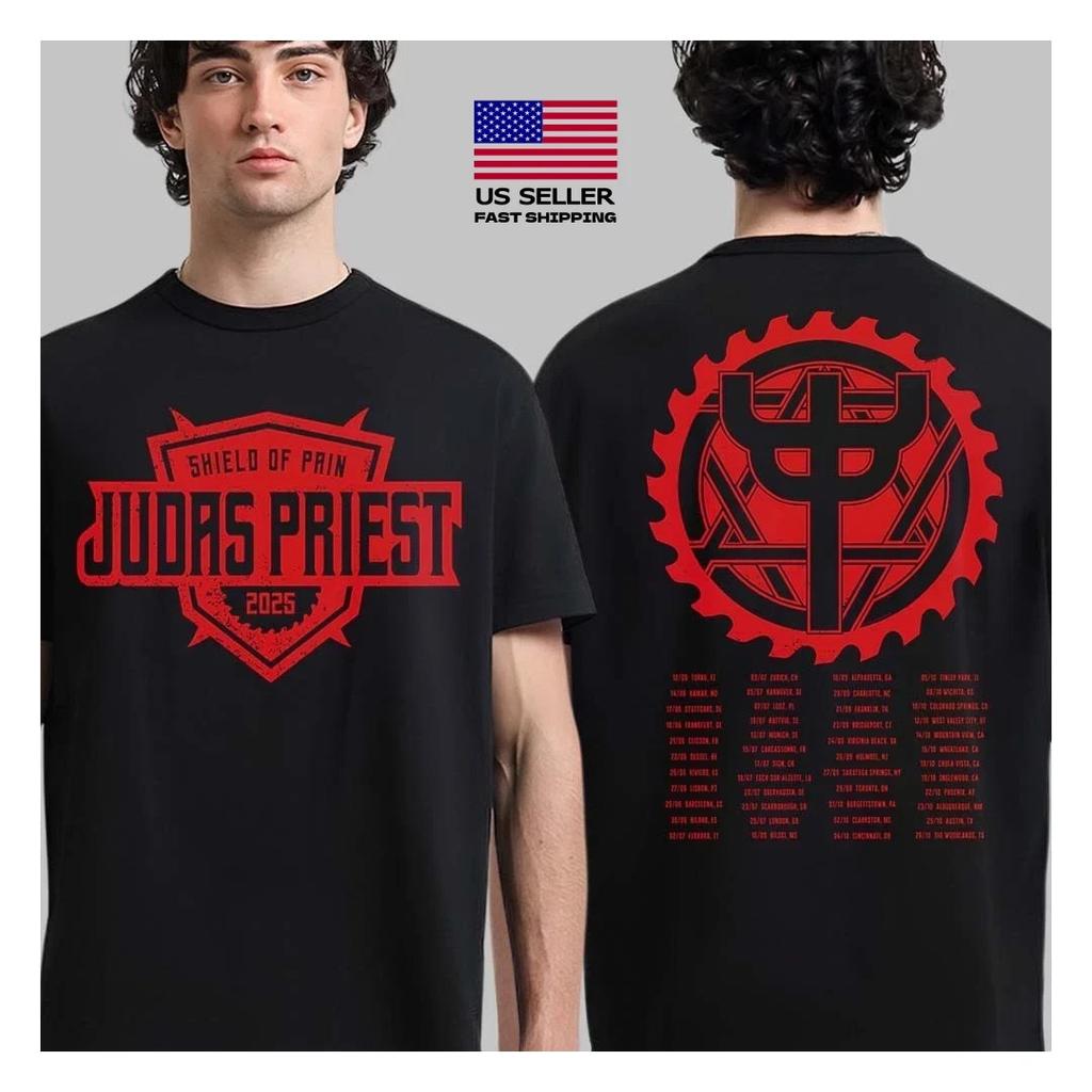 Judas Priest Щит Боли Тур С Датами Тура Двусторонняя Футболка Быстрая Доставка