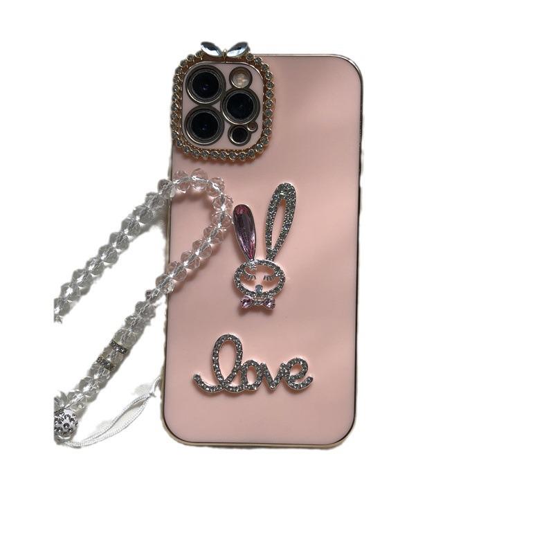 Luxury Rhinestone Rabbit Electroplated Anti-Fall Phone Case for Huawei Maimang A20 & Enjoy 70 Pro, All-Inclusive Design for Internet Celebrities.
