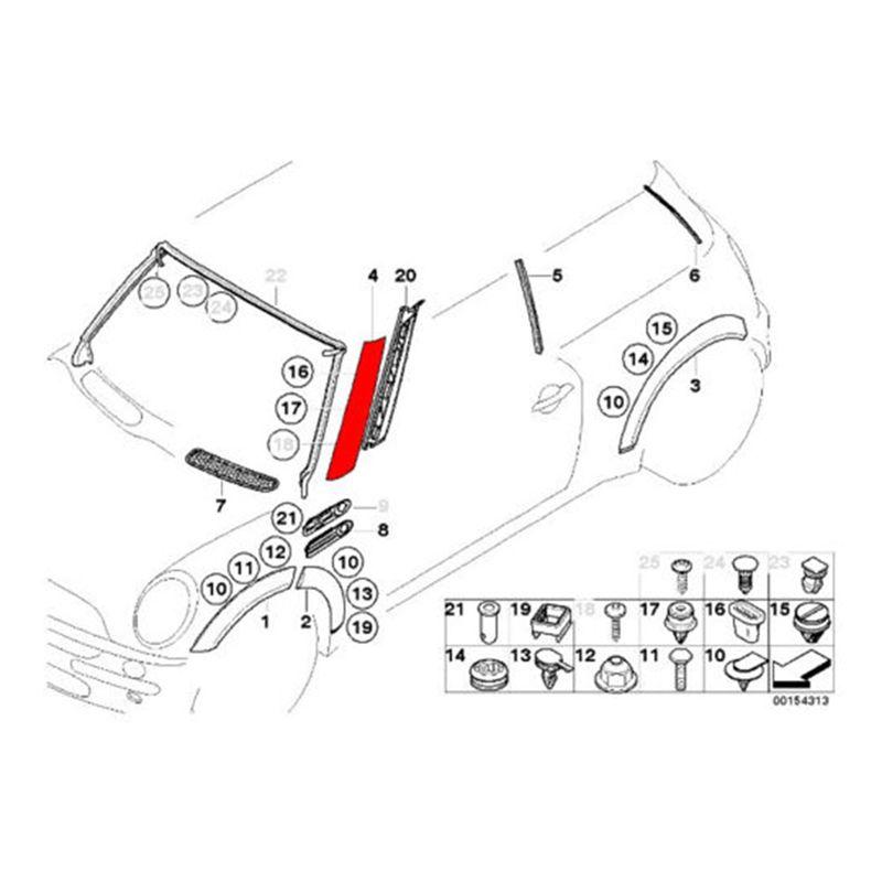 A57E-Left Front Windshield A-Pillar Trim Panel 51137128157 For BMW Mini Cooper R50 R52 R53 2001-2008 Window Post Trim Cover Part