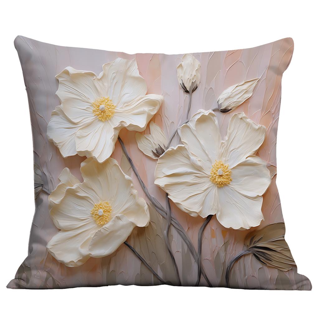 Новая наволочка с цветочным принтом, имитирующая трехмерный стиль масляной живописи, креативная цветочная, для дома, гостиной, диванной подушки