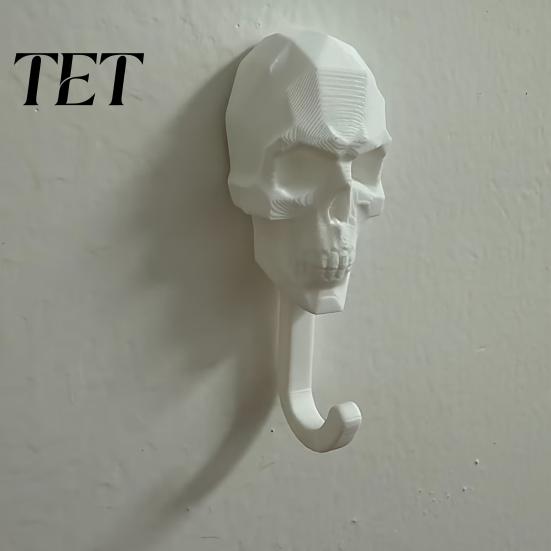 Eclectic Home Accessories 2Pcs 3D Printed Skull Wall Hook, Gothic Dark Mounted Hanger, Geometric Artistic Storage Towel Key Hat Hook for Bathroom