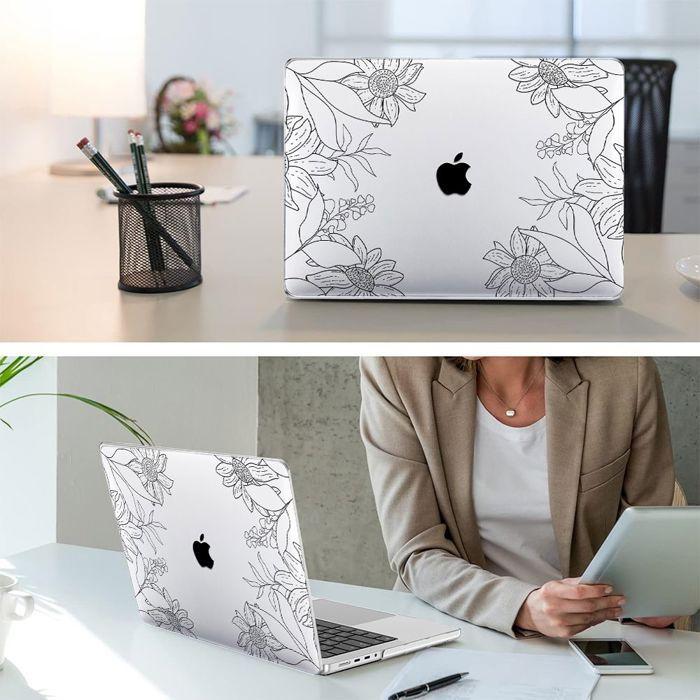 Coque de protection - MacBook - Air 13 Pouces - Ultra Slim - Antidérapante - Motif Fleur