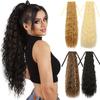 Synthetic Corn Wave Double Strap Ponytail Extension Wrap Around Long Curly Wavy Black Ponytails Hairpiece For Women Wear