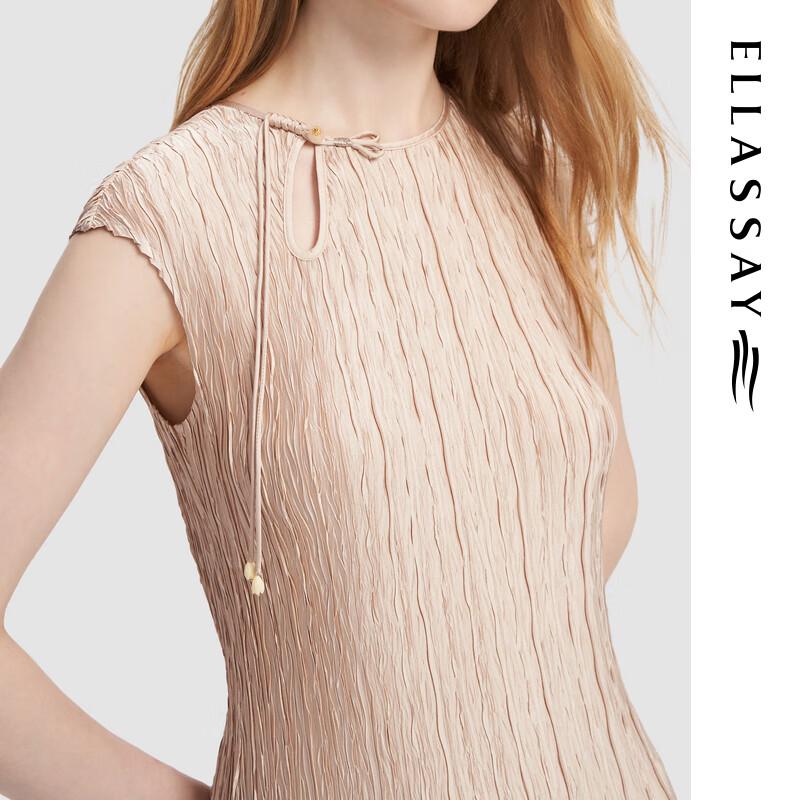 ELLASSAY Pleated Sleeveless A-Line Midi Dress
