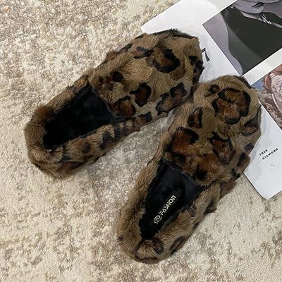 Мех Женские Балетки Хлопковые Туфли Мода Короткий Плюш Леопардовые Сапоги Платье Повседневная Зимняя Обувь 2025 Дизайнер Бренда Zapatos De Mujer