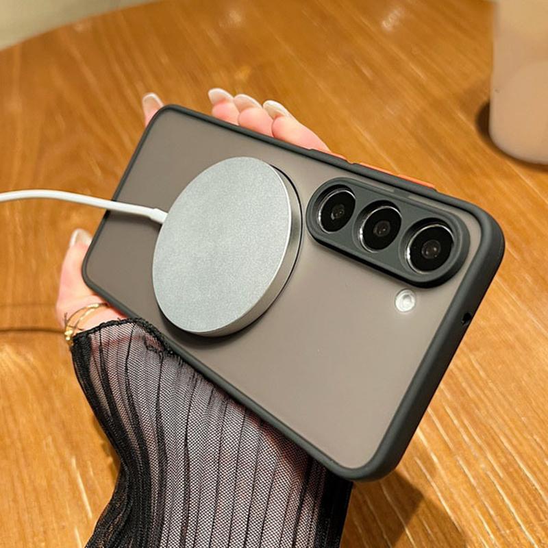 Простой матовый тонкий магнитный чехол с принтом в виде сердца для Samsung S25 S24 FE S23 Ultra S22 S21 A55 A15 A54 A35 A34, прозрачный противоударный чехол для телефона MagSafe