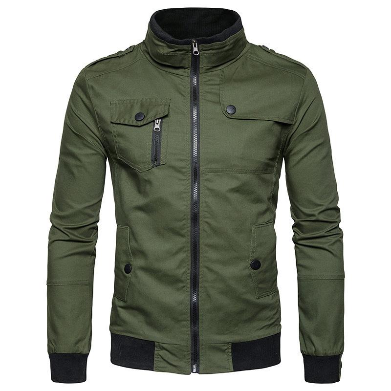 Spring and Autumn Men's Stand Collar Cotton Washed Jacket Air Force One Large Size Flight Jacket for Men