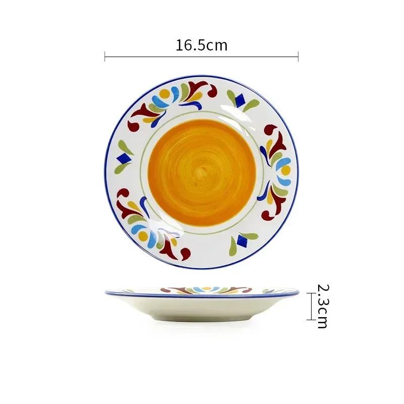 6.5 Inches European Ceramic Dinner Plates Hand Painted Western Salad Plate Household Exquisite Fruit Dish Kitchen Accessories