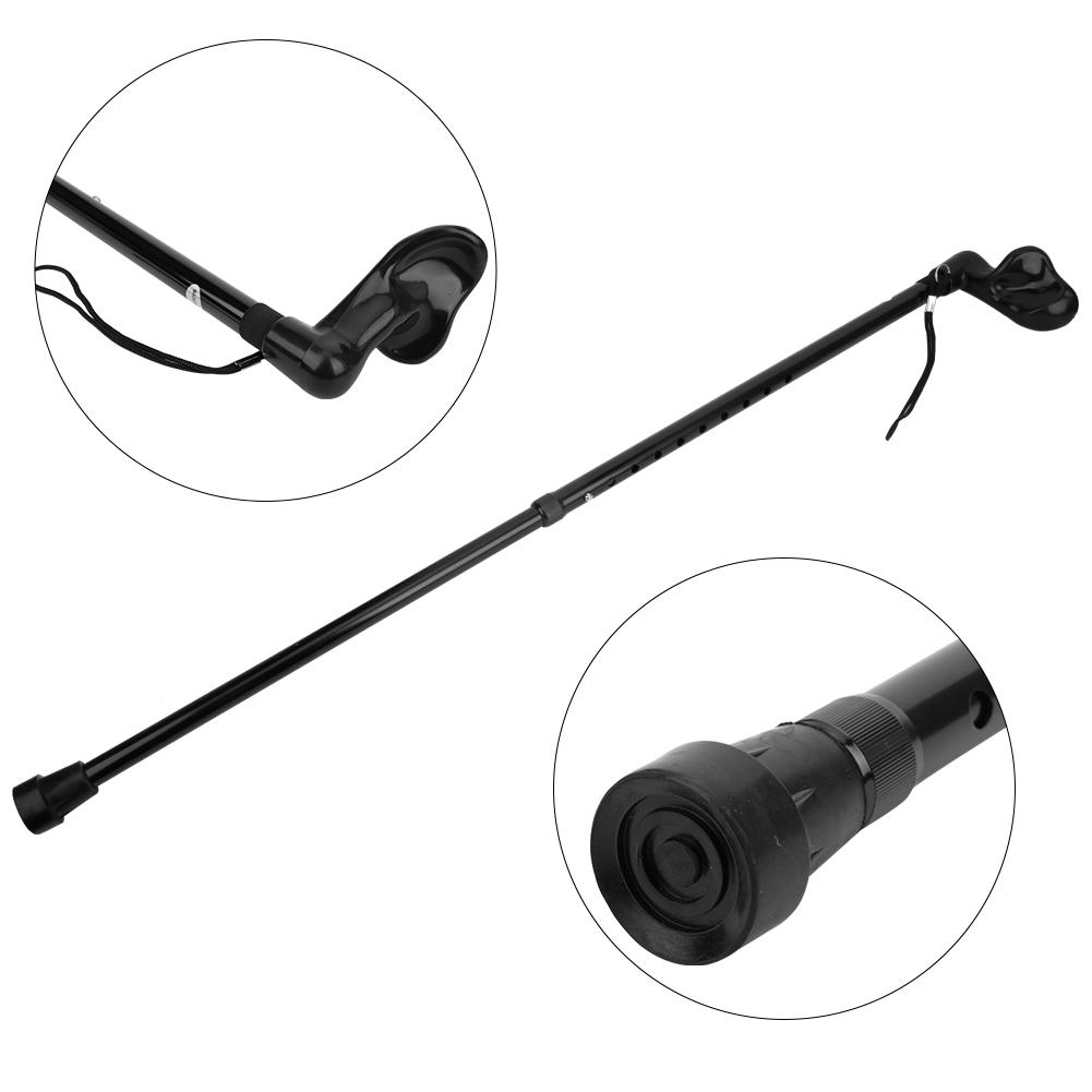 Aluminium Alloy Lightweight Telescopic Adjustable Elderly Walking Stick Anti Skid Simple Cane(Black