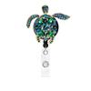 Sea Turtle Butterfly Card Retractable Badge Reel with Diamond Decor Staff Nurse Work Card Clip Lanyard Pass Access Bus Card Clip
