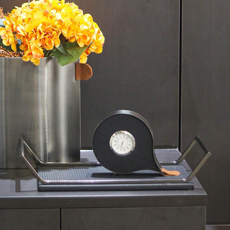 Легкая роскошь Высококлассная кожа Высокий поднос Прямоугольный кофейный столик Кухня Поднос для чая Поднос для хранения Мягкое украшение модельной комнаты