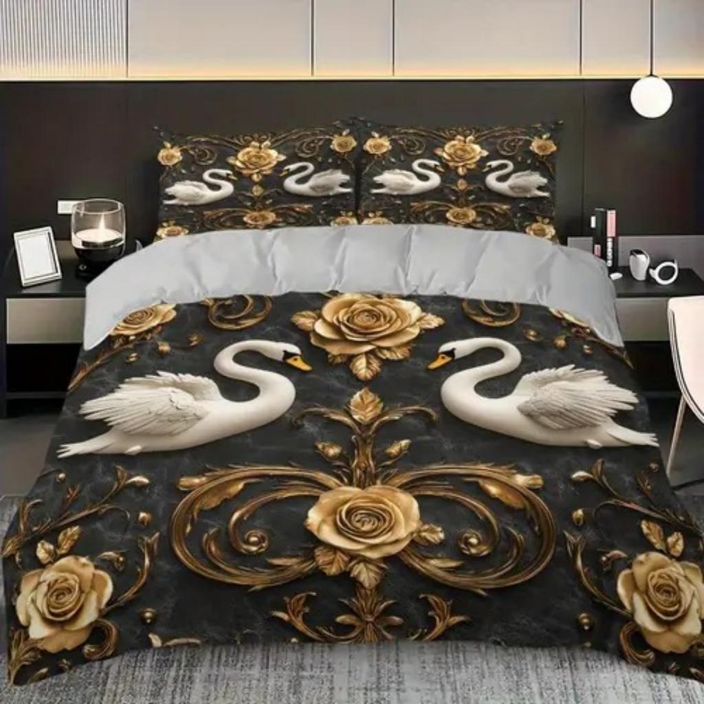 Цвет света Элегантный Белый Лебедь Пододеяльник Размер Квин Кинг Лебедь Жемчуг Комплект Постельного Белья Универсальный для Четырех Сезонов Украшение Комнаты Роскошь